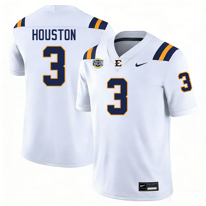 East Tennessee State Buccaneers #3 Devontae Houston College Football Jerseys,Uniforms-White